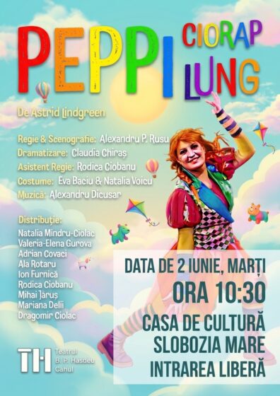 Vă invităm la spectacolul „Peppi Ciorap Lung” pe data de 02 iunie 2026